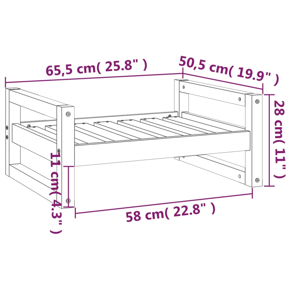 Cuccia per Cani 65,5x50,5x28 cm in Legno Massello di Pino