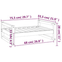 Cuccia per Cani Bianca 75,5x55,5x28cm in Legno Massello di Pino