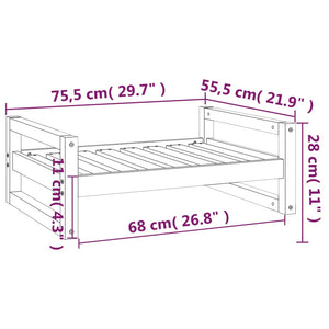 Cuccia per Cani Grigia 75,5x55,5x28cm in Legno Massello di Pino