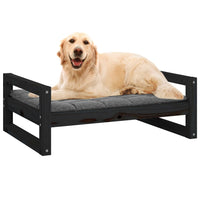 Cuccia per Cani Nera 75,5x55,5x28cm in Legno Massello di Pino