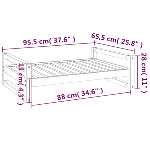 Cuccia per Cani Bianca 95,5x65,5x28cm in Legno Massello di Pino 821483