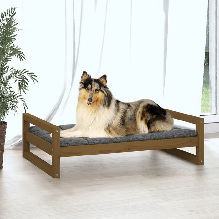 Cuccia per Cani Miele 95,5x65,5x28cm in Legno Massello di Pino