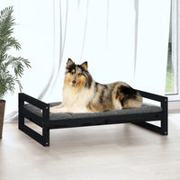 Cuccia per Cani Nera 95,5x65,5x28 cm in Legno Massello di Pino cod 11526