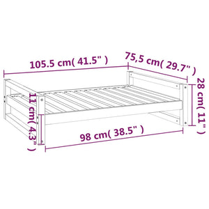 Cuccia per Cani 105,5x75,5x28 cm in Legno Massello di Pino