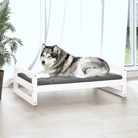 Cuccia per Cani Bianca 105,5x75,5x28 cm Legno Massello di Pino 821488