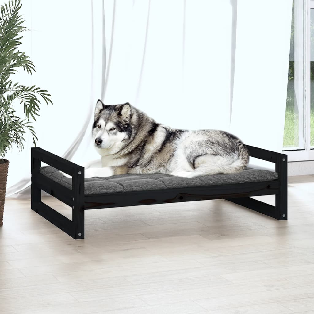 Cuccia per Cani Nera 105,5x75,5x28 cm Legno Massello di Pino