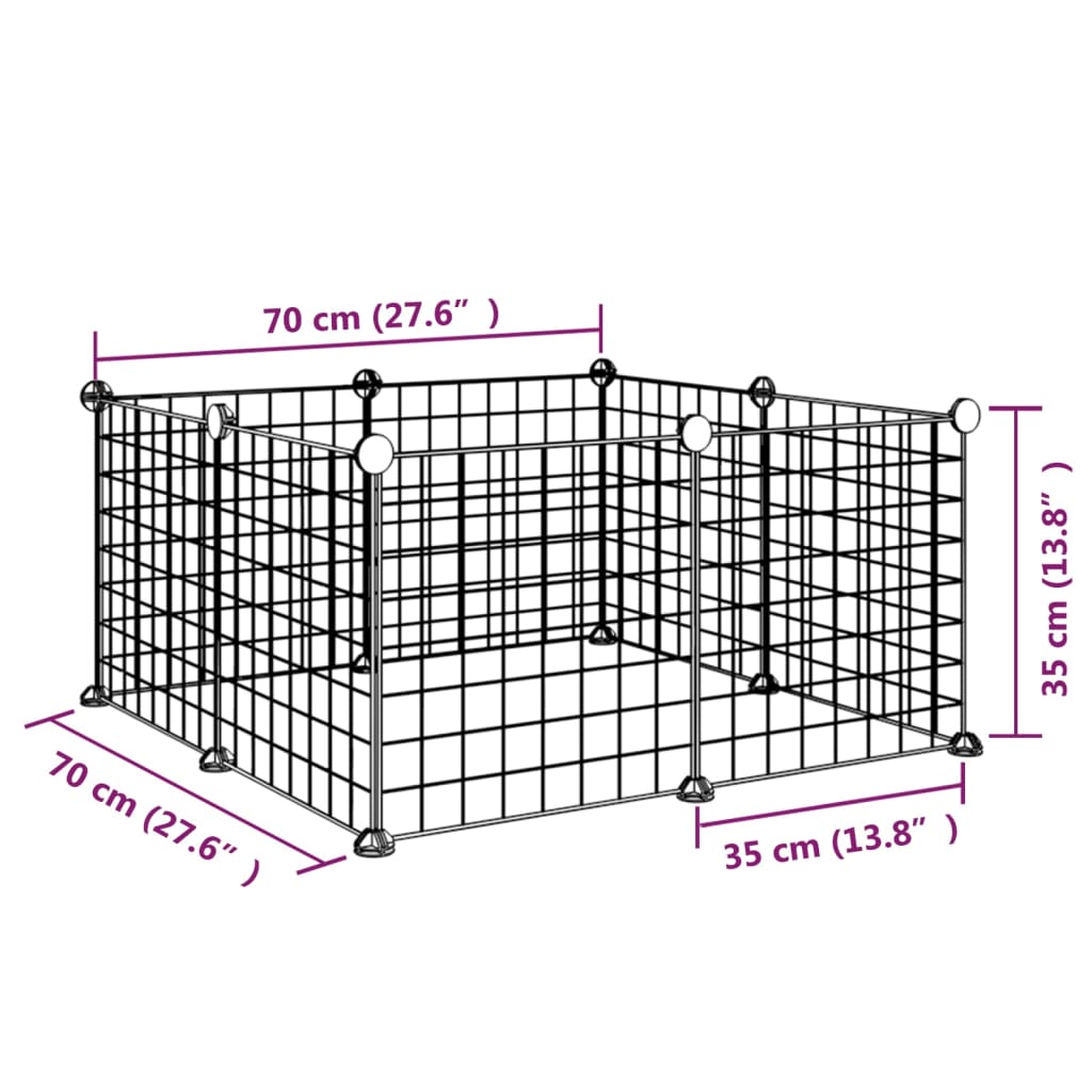 Gabbia per Animali Domestici 8 Pannelli Nero 35x35 cm Acciaio 171621