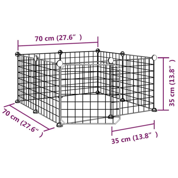 Gabbia per Animali 8 Pannelli con Porta Nero 35x35 cm Acciaio cod mxl 75276