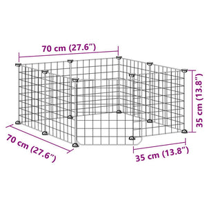 Gabbia per Animali 8 Pannelli con Porta Nero 35x35 cm Acciaio 171622