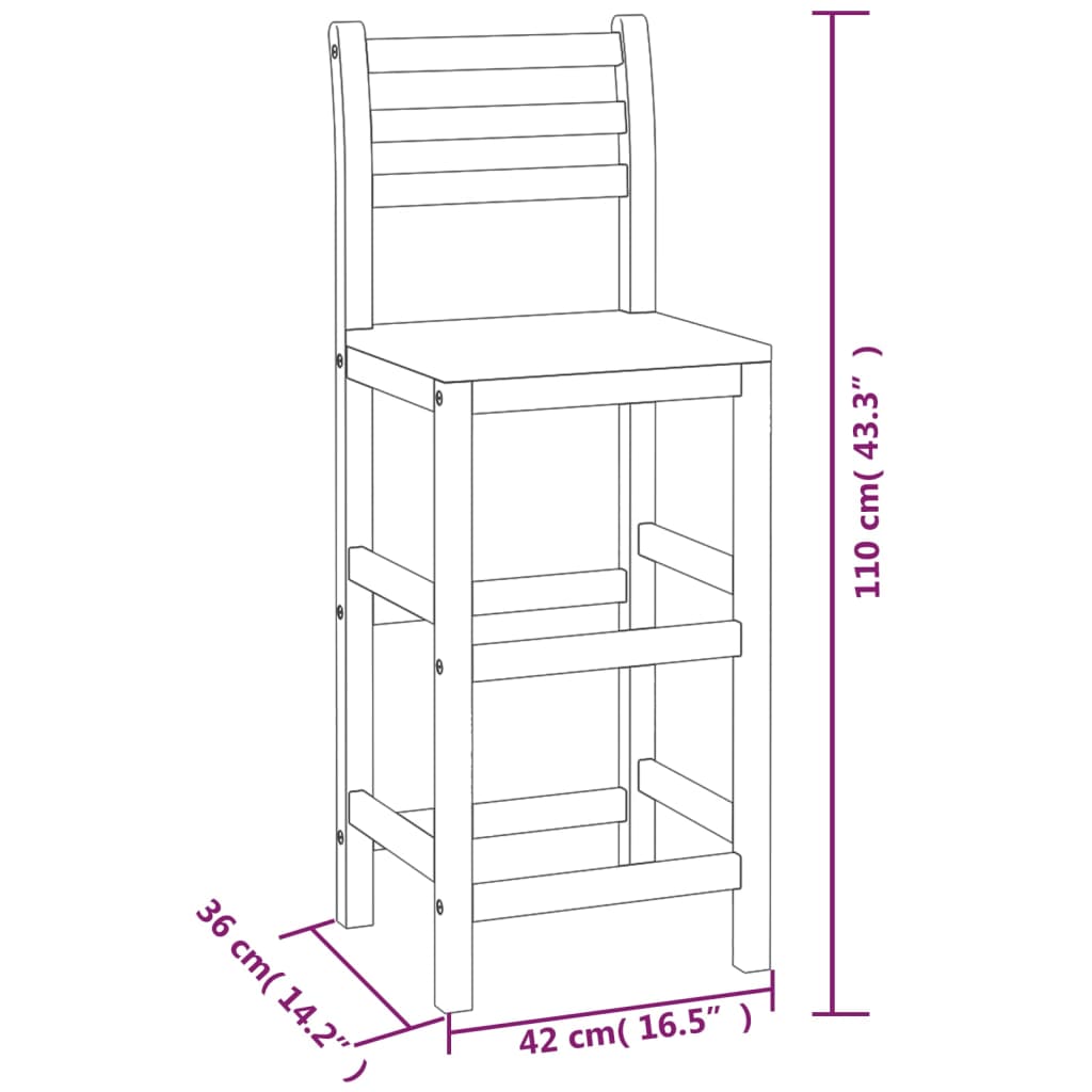 Sgabelli da Bar 6 pz in Legno Massello di Acacia 3115987