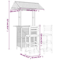 Set da Bar per Giardino 3 pz in Legno Massello di Acacia cod mxl 43182