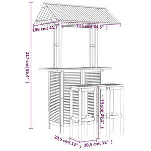 Set da Bar per Giardino 3 pz in Legno Massello di Acacia cod mxl 50412