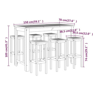 Set da Bar per Giardino 7 pz in Legno Massello di Acacia cod mxl 41294