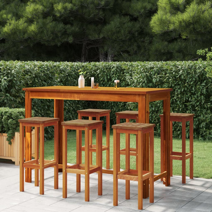 Set da Bar per Giardino 7 pz in Legno Massello di Acacia cod mxl 41294