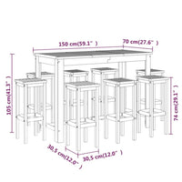 Set da Bar per Giardino 9 pz in Legno Massello di Acacia cod mxl 47936