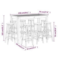 Set da Bar per Giardino 9 pz in Legno Massello di Acacia cod mxl 46755