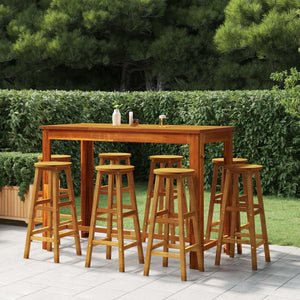 Set da Bar per Giardino 9 pz in Legno Massello di Acacia cod mxl 46755