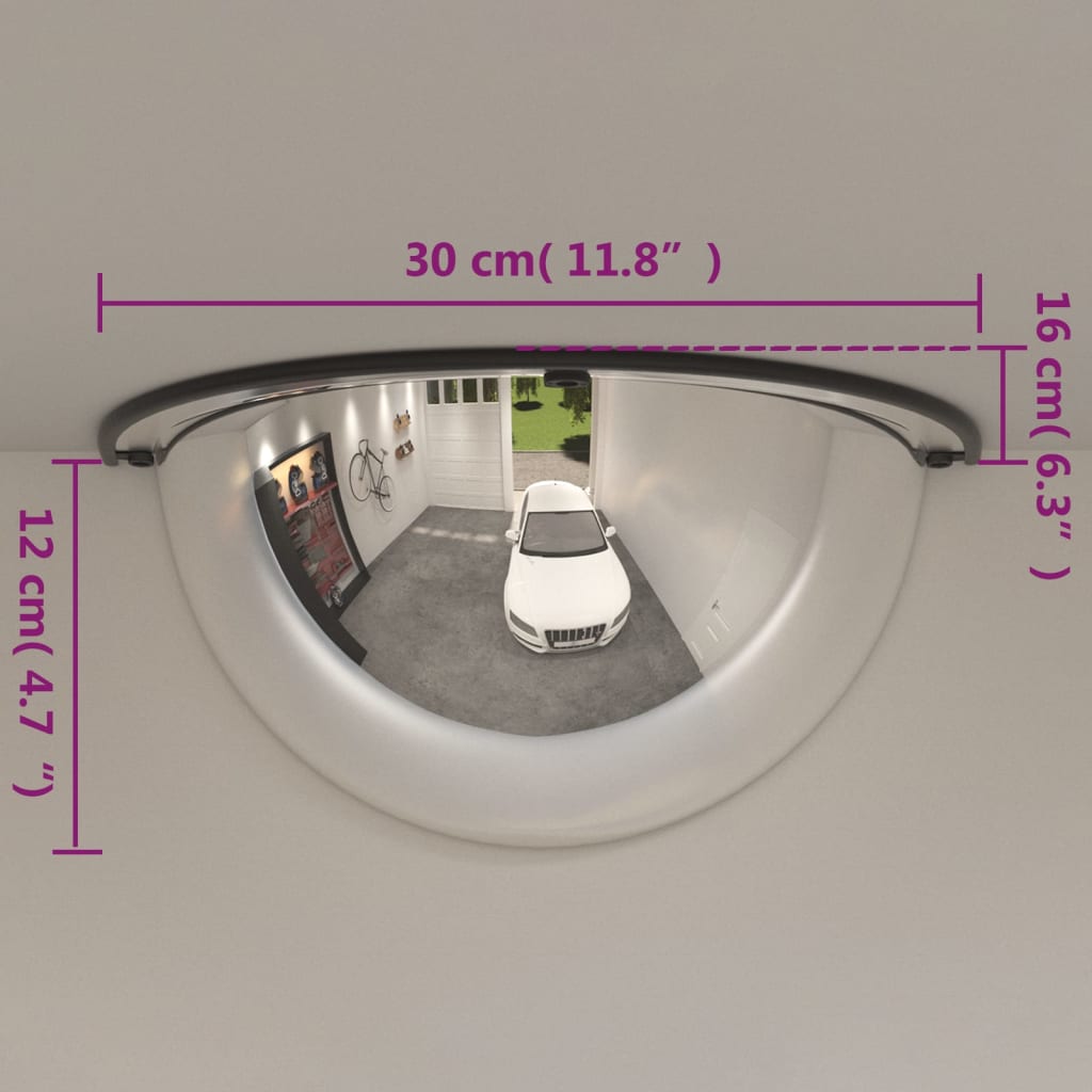 Specchi a Mezza Cupola per Traffico 2 pz Ø30 cm in Acrilico