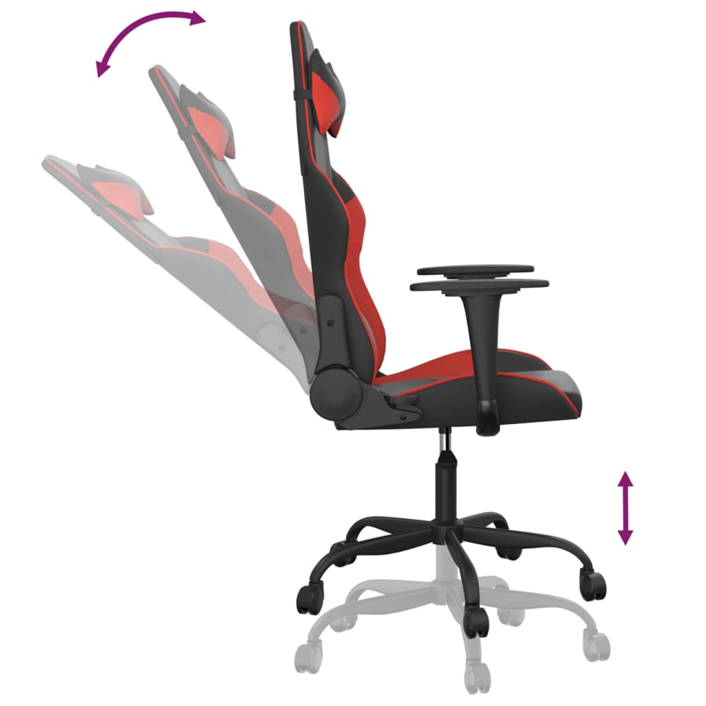 Sedia da Gaming Massaggiante Rosso e Nero in Similpelle 345400