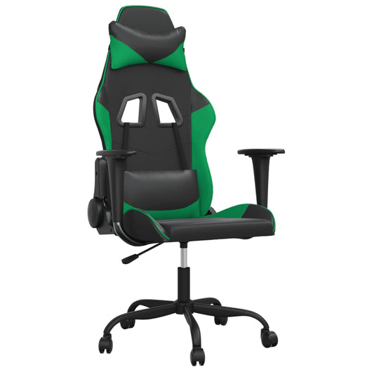 Sedia da Gaming Massaggiante Nero e Verde in Similpelle 345402