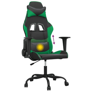 Sedia da Gaming Massaggiante Nero e Verde in Similpelle 345402