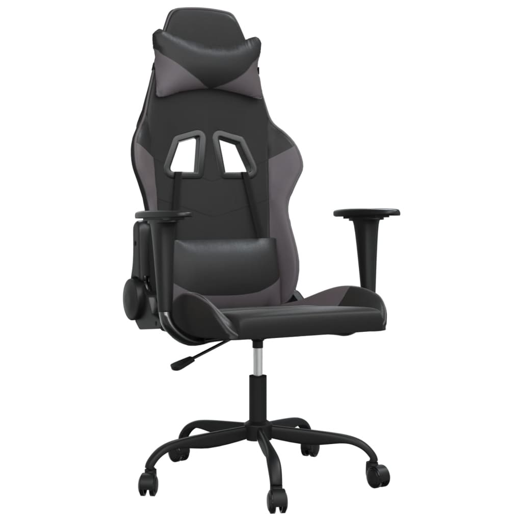 Sedia da Gaming Massaggiante Nero e Grigio in Similpelle 345403