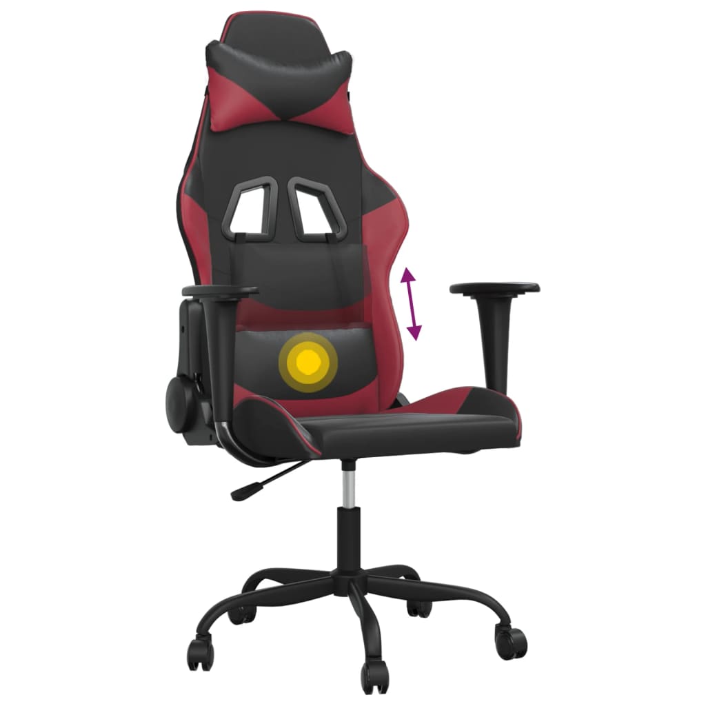 Sedia Gaming Massaggio Nero e Rosso Vino in Similpelle 345406