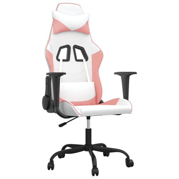 Sedia da Gaming Massaggiante Bianco e Rosa in Similpelle 345408