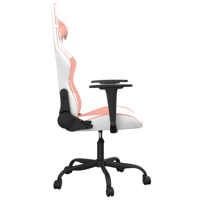 Sedia da Gaming Massaggiante Bianco e Rosa in Similpelle 345408