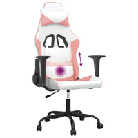 Sedia da Gaming Massaggiante Bianco e Rosa in Similpelle 345408