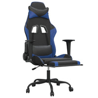 Sedia da Gaming Massaggiante Poggiapiedi Nero e Blu Similpelle cod mxl 62152