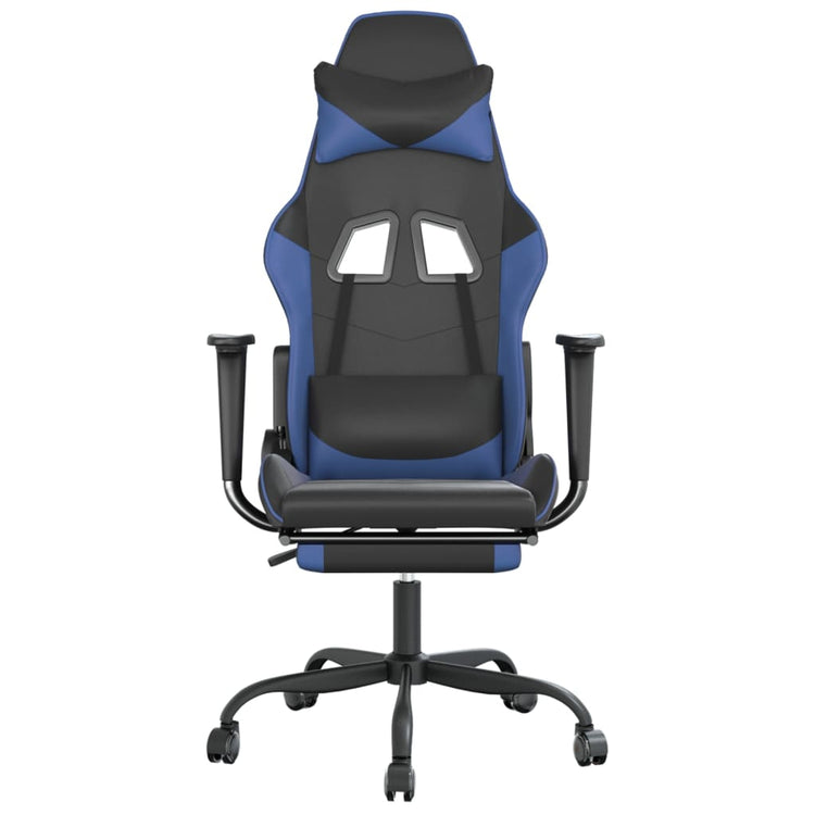 Sedia da Gaming Massaggiante Poggiapiedi Nero e Blu Similpelle cod mxl 62152