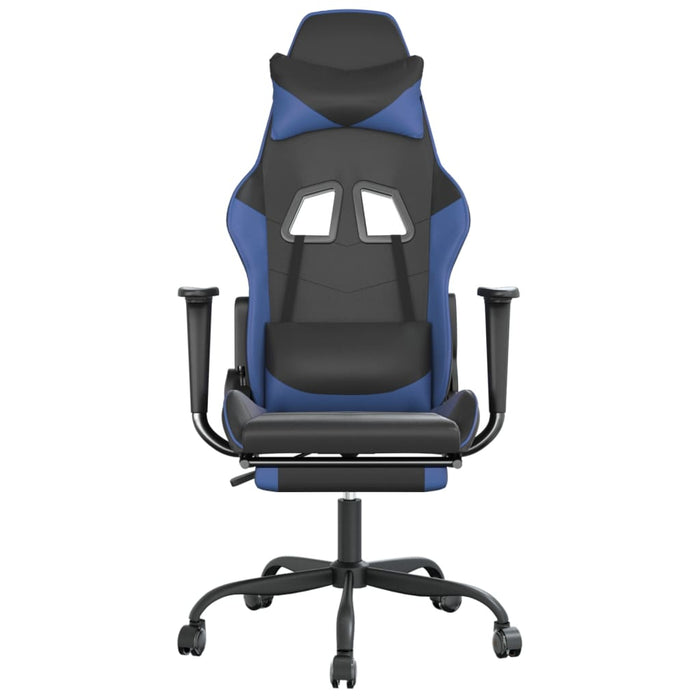 Sedia da Gaming Massaggiante Poggiapiedi Nero e Blu Similpelle 345411