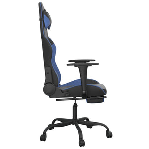 Sedia da Gaming Massaggiante Poggiapiedi Nero e Blu Similpelle cod mxl 62152