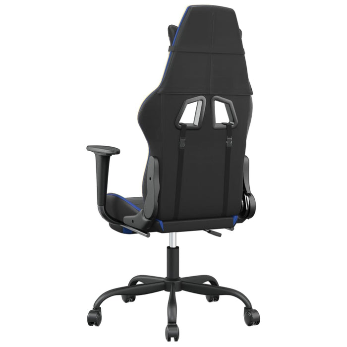 Sedia da Gaming Massaggiante Poggiapiedi Nero e Blu Similpelle cod mxl 62152