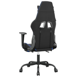 Sedia da Gaming Massaggiante Poggiapiedi Nero e Blu Similpelle 345411