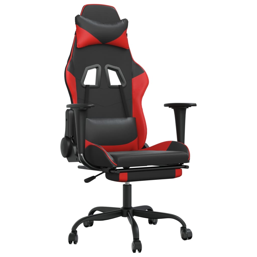 Sedia da Gaming Massaggio Poggiapiedi Nero e Rosso Similpelle cod mxl 65025