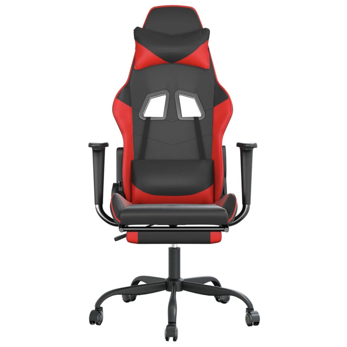 Sedia da Gaming Massaggio Poggiapiedi Nero e Rosso Similpelle cod mxl 65025