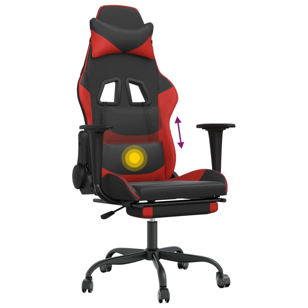 Sedia da Gaming Massaggio Poggiapiedi Nero e Rosso Similpelle 345412