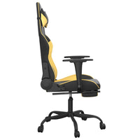 Sedia da Gaming Massaggiante Poggiapiedi Nero e Oro Similpelle cod mxl 61201