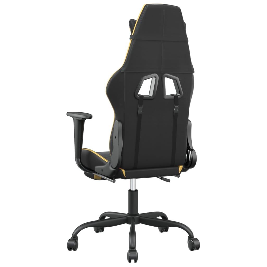 Sedia da Gaming Massaggiante Poggiapiedi Nero e Oro Similpelle cod mxl 61201