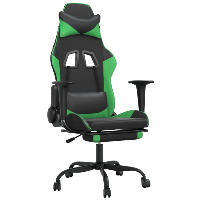 Sedia da Gaming Massaggio Poggiapiedi Nero e Verde Similpelle cod mxl 64686