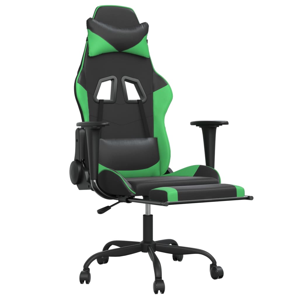 Sedia da Gaming Massaggio Poggiapiedi Nero e Verde Similpelle 345414