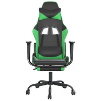 Sedia da Gaming Massaggio Poggiapiedi Nero e Verde Similpelle cod mxl 64686