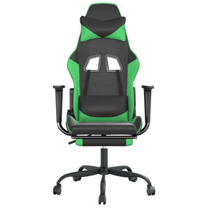 Sedia da Gaming Massaggio Poggiapiedi Nero e Verde Similpelle 345414