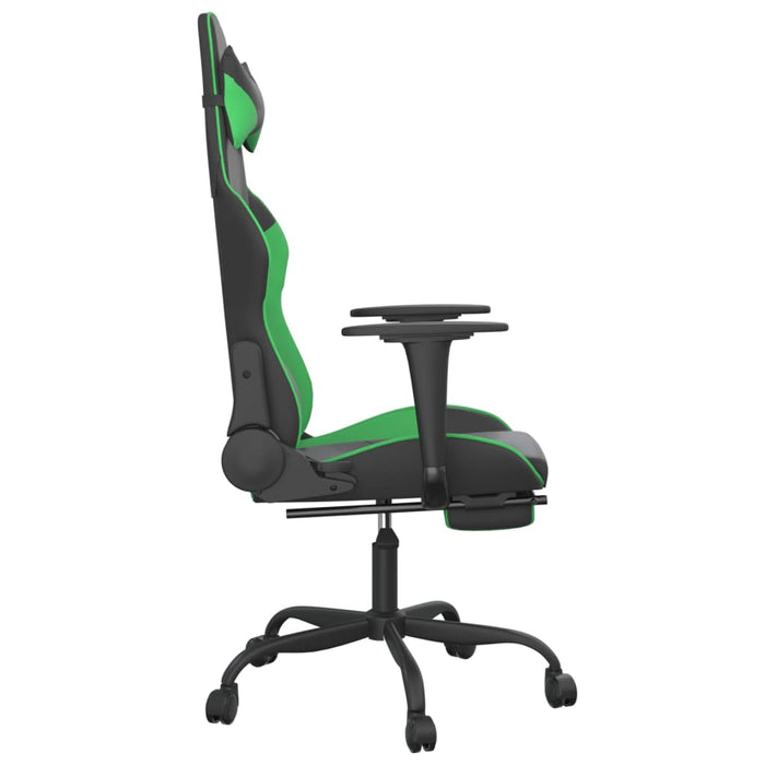 Sedia da Gaming Massaggio Poggiapiedi Nero e Verde Similpelle cod mxl 64686