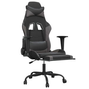 Sedia da Gaming Massaggio Poggiapiedi Nero e Grigio Similpelle 345415