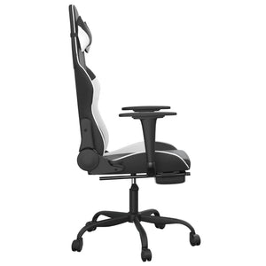 Sedia Gaming Massaggiante Poggiapiedi Nero e Bianco Similpelle 345416