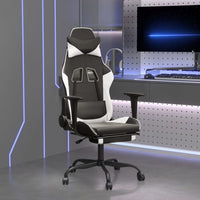 Sedia Gaming Massaggiante Poggiapiedi Nero e Bianco Similpelle 345416