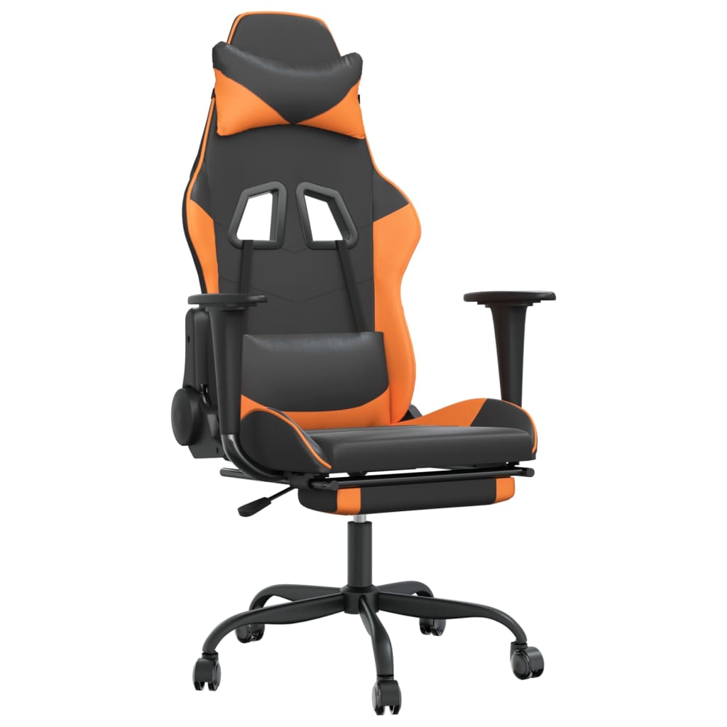 Sedia Gaming Massaggio Poggiapiedi Nero e Arancione Similpelle 345417